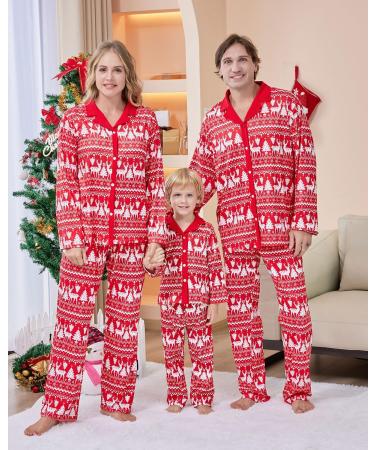 Christmas Matching Family Pyjamas Set - Red Xmas Sleepwear for Adults, Kids & Baby 12-18 Months - Buy Online on SooperMarket.com