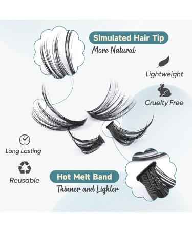 TOOCHUNAG Individual Lashes 40D+50D 320 Clusters Lash Extension - Natural Fluffy Eyelashes for DIY Home Extensions - Buy Online on SooperMarket.com