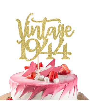 1 Piece Vintage 1944 Cake Decoration Eighty Awesome Since 1944 Cake Decoration Happy 80 Fabulous 1944 Cake Topper for 80th Birthday Wedding Anniversary Party Cake Decorations Gold Gold 80th