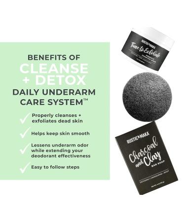 Shop Rustic MAKA CLEANSE + DETOX: Charcoal & Clay Daily Underarm Care System - Exfoliating Bar Soap & Prebiotic Scrub for Freshness - Buy Online on SooperMarket.com