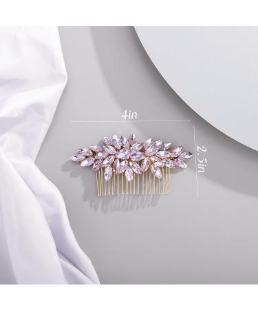 Chargances Lavender Crystal Bridal Hair Comb - Handmade Rhinestone Hair Clip for Bride, Wedding, Prom - Fashion Hair Accessory - Buy Online on SooperMarket.com