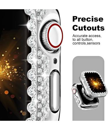 Bling Bumper Case Compatible with Apple Watch Series 6 5 4 Se 44mm Diamond Protective Face Cover for Women Hard PC Frame Protector for iWatch 44mm Silver Silver 44mm - Buy Online on SooperMarket.com