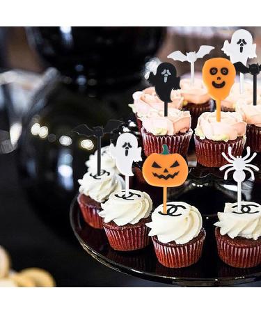 Rsstarxi 50 Pack Plastic Halloween Food Toothpicks Halloween Cupcake Toppers Pumpkin Ghost Spider Bat Cupcake Food Picks for Fruit Appetizer halloween Birthday Party Cake Decorations Design 16 - Buy Online on SooperMarket.com