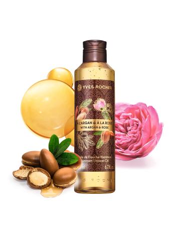Yves Rocher LES PLAISIRS NATURE Bath and Shower Gel - Argan Rose Hammam 200 ml./6.7 fl.oz. 6.7 Fl Oz (Pack of 1) Beige 200