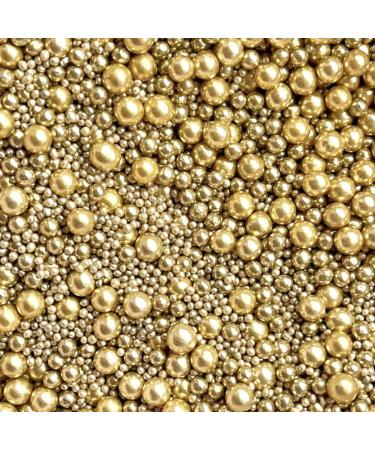 Gold Sprinkles for cakes edible gold metallic pearls Christmas wedding birthday party decoration cupcake cake toppers balls gold sprinkle mix blend baking 100s and 1000s topper 50g BILLIONAIRE 2