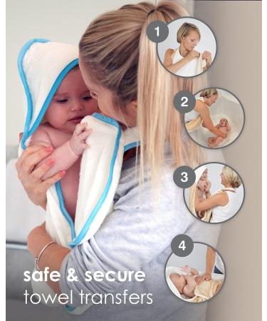 Cuddledry Hands Free Baby Bath Towel | Luxuriously Soft Bamboo & Cotton Hooded Apron Towel for Safe Bathtime | Perfect Newborn Gift - Blue Edging - Buy Online on SooperMarket.com