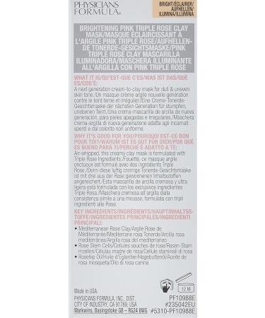 Buy Physicians Formula Brightening Triple Clay Cleaning Sound Mask - Hypoallergenic Rose Clay & Rosehip Oil 17G | Animal-Tested Free - Buy Online on SooperMarket.com