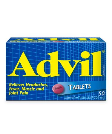 Advil Tablets (50 Count) 200 mg ibuprofen Temporary Pain Reliever / Fever Reducer 50 Count (Pack of 1)