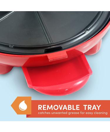 Elite Gourmet EQD413 Non-Stick Electric Quesadilla Maker 6-Wedge Easy-Slice Grilled Cheese 8 Inch Red - Buy Online on SooperMarket.com