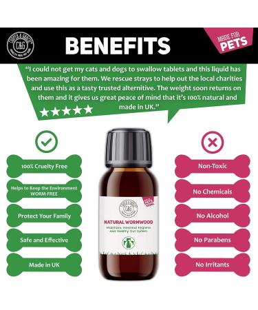C&G Pets | Natural Worm Wood | Natural Solution For Intestinal Health No Nasty Chemicals | Powerful Colon Cleanse For Dogs Cats Poultry Birds Ferrets Rabbits & Pets - Buy Online on SooperMarket.com