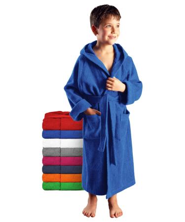 Arus children's bathrobe with hood for boys and girls 100% cotton terry (380 g/m ) long eco-tex certified large color selection 176 royal blue