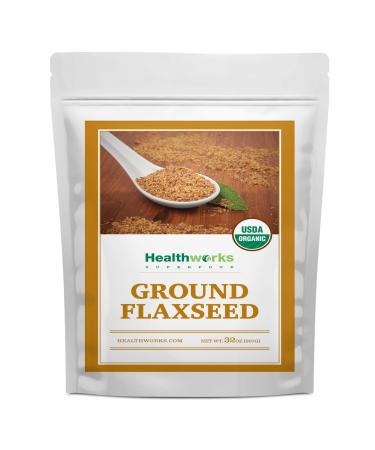 Healthworks Flax Seed Ground Powder Cold Milled Raw Organic (32 Ounces / 2 Pounds) | All-Natural | Contains Protein, Fiber, Omega 3 & Lignin/Lignan | Smoothies, Coffee, Shakes & Oatmeal