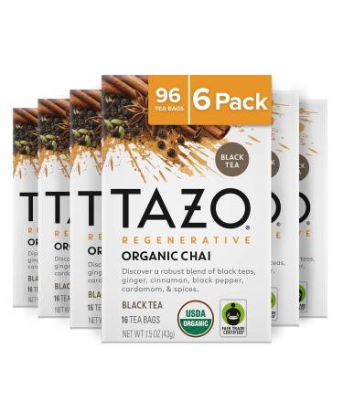 TAZO Tea Bags Black Tea Regenerative Organic Chai Tea 16 Count (Pack of 6)