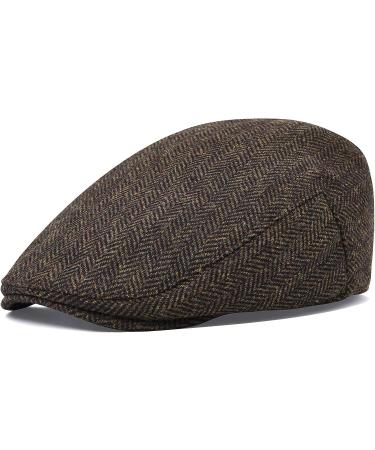 STARANCE Men's Wool Blend Newsboy Ivy Hat Tweed Flat Cap Herringbone Coffee 7 1/4 - Buy Online on SooperMarket.com