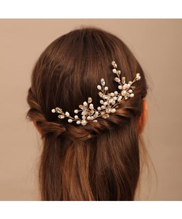 YERTTER 3pcs Wedding Hair Pins Decorative Crystal Rhinestones Bridal Bun Clip Accessories for Brides and Bridesmaids (Gold)