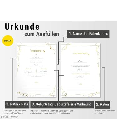 Frank Paperman 3x Set Golden Sponsorship Certificate & Letter | Perfect Gift for Godfather & Godparent | Baptismal Keepsake with Gold Embossing - Buy Online on SooperMarket.com