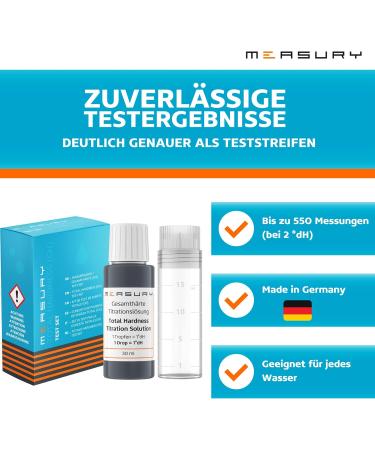 Measure Water Hardness - Measurys German Test Kit with 30ml Titration Solution for 550+ Measurements - Buy Online on SooperMarket.com