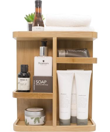 Sorbus 360 Bamboo Cosmetic Organizer - Multi-Function Storage Carousel for Makeup, Toiletries, and More - Ideal for Vanity, Desk, Bathroom, Bedroom, Closet, Kitchen - Eco-Friendly Bamboo - Buy Online on SooperMarket.com