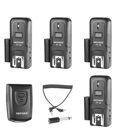 Neewer 16 Channels Wireless Radio Flash Speedlite Studio Trigger Set, Including (1) Transmitter and (4) Receivers, Fit for Canon Nikon Pentax Olympus Panasonic DSLR Cameras (CT-16)