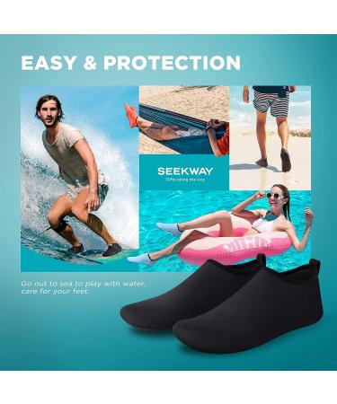 SEEKWAY Water Shoes - Quick Dry Aqua Socks for Beach, Pool & Surf - Black SK002 - Size 8.5-9.5 Women/7.5-8.5 Men - Buy Online on SooperMarket.com