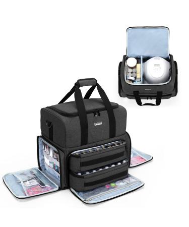 Bafaso nail polish storage bag nail polish pocket organizer for 80 bottles of nail polish (up to 15 ml) cosmetic bag for nail polish nail dryer and nail polish accessories black