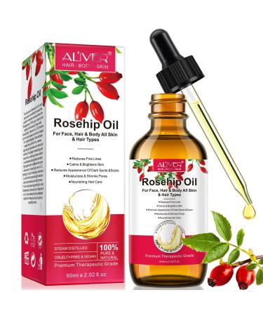 Rosehip Oil for Face (2.02 fl.oz)  Organic Rosehip Oil  100% Pure Natural Cold Pressed Rose Hip Seed Oil  Anti Aging Moisturizer  Treatment for Skin Nails & Nourishing Hair Care