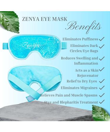 ZENYA Cooling Eye Mask - Reusable Hot Cold Therapy Gel for Puffy Eyes, Hayfever Relief, Migraine, Sinus Pain - Blue - Buy Online on SooperMarket.com