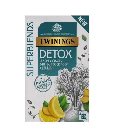 Twinings Superblends Detox - Lemon Ginger & Burdock Root Herbal Tea Infusion with Fennel & Selenium 80 x Biodegradable Tea Bags