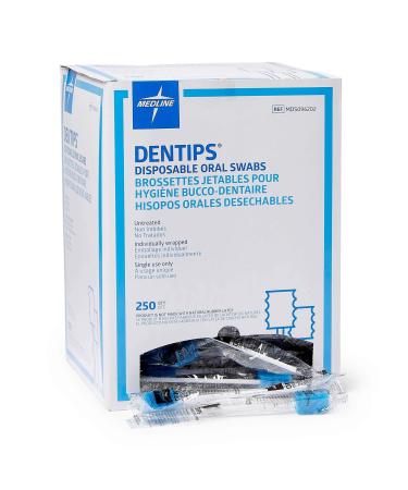 Medline Dentips Disposable Oral Swabsticks Adult Untreated Blue 500 Count