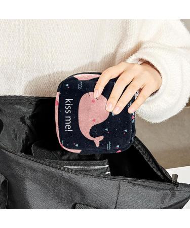 Kiss Me Pink Whale Sanitary Napkin Storage Bag | Menstrual Cup Pouch | Nursing Pad Holder | Tampon Bags | Portable Period Bag - Multi-colored - Buy Online on SooperMarket.com