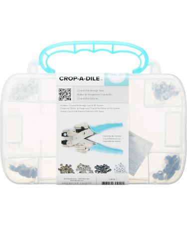 Crop-A-Dile Carrying Case by We R Memory Keepers | Includes heavy-duty-plastic carrying case with teal handle and 100 eyelets in assorted colors - Buy Online on SooperMarket.com