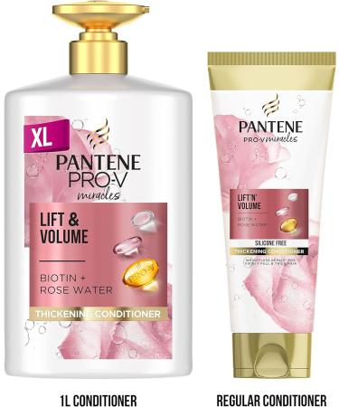 Pantene Biotin & Rose Water Hair Thickening Conditioner 1L - Silicone-Free Volumizing Formula - Buy Online on SooperMarket.com
