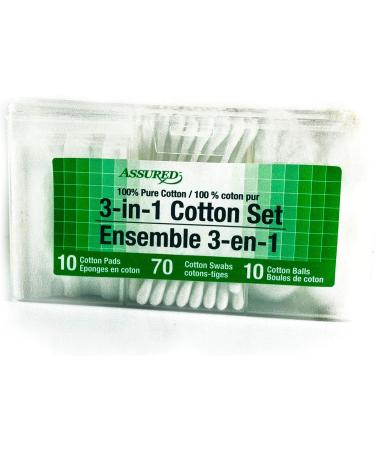 Shop Assured Cotton Pads Swabs & Balls - 3-in-1 Set (90 Items) | Blue Purple & White - International Shipping Available - Buy Online on SooperMarket.com