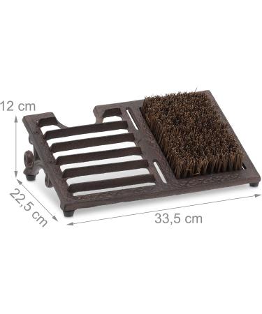 Relaxdays Cast Iron Boot Jack Scraper Large Brush | Antique Outdoor Shoe Cleaner | Brown | 12 x 33.5 x 22.5 cm - Buy Online on SooperMarket.com