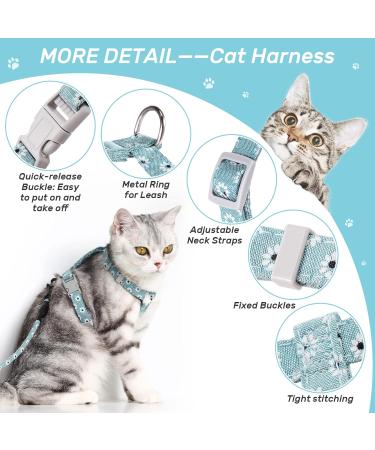Buy Petom Flower Pattern Cat Dishes & Adjustable Leash - Perfect for Small & Medium Cats - Break-Proof Design - Light Green - Buy Online on SooperMarket.com
