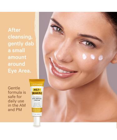 LILY SADO Milk+Manuka Eye Repair Cream - Anti-Aging Natural Gentle Formula with Coconut Milk & Manuka Honey - Reduces Puffiness & Wrinkles - 1oz - Buy Online on SooperMarket.com