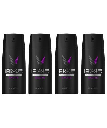 Axe Daily Fragrance / Body Spray - Excite - Net Wt. 4 OZ (113 g) Each - Pack of 4