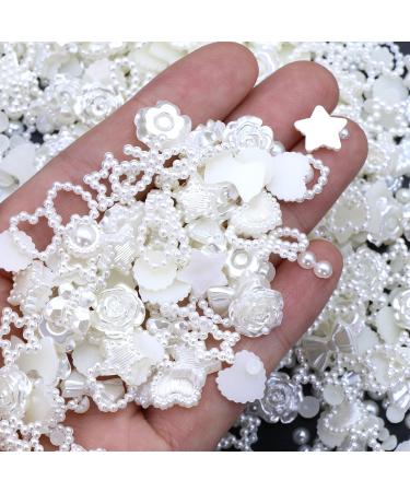 BELICEY Creamy-White Pearls Heart Nail Art Charms - 500pcs Mixed Flatback Pearls for Cute 3D Nails Design & DIY Jewelry - S2-White - Buy Online on SooperMarket.com