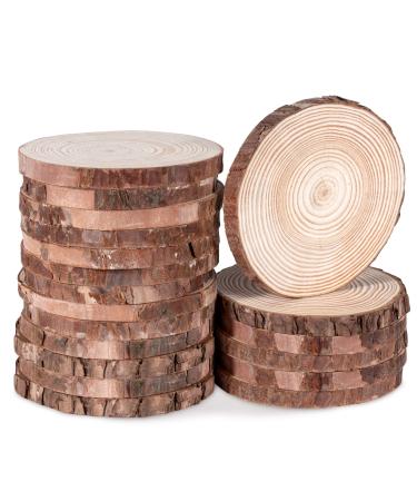Lemonfilter Natural Wood Slices 16 Pcs 4.3-4.7 Inches Craft Wood Kit Wooden Circles Unfinished Log Wooden Rounds for Arts Crafts Wedding Christmas DIY Projects 11-12CM