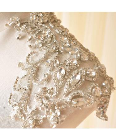 Mirror Pair Rhinestone Shoulder Applique Bridal Dress Shoulder Embellishment Crystal Patch