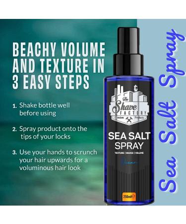 the shave factory Ocean - Sea Salt Spray Salt Water Spray Hair Salt Spray for Hair Volume Spray Texture Spray Hair (3 x 250 ml (8.45 Floz)) - Buy Online on SooperMarket.com