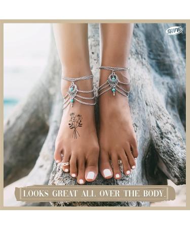 110 Temporary Flower & Phrase Tattoo Stickers for Women - Realistic & Aesthetic Fake Tattoos - Tatuajes Temporales Unisex - Buy Online on SooperMarket.com