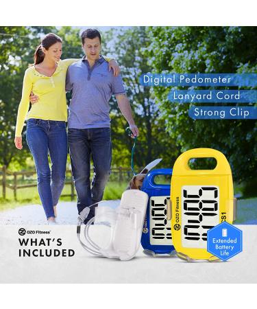 OZO Fitness CS1 Easy Pedometer for Walking - Large Display Step Counter with Clip and Lanyard in Yellow - Buy Online on SooperMarket.com