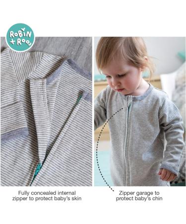 100% Cotton Two-Way Zipper Baby Sleepsuit Unisex Onesie Romper | Footless & Fold Over Cuffs | 3-6 Months | Grey, White, Mint Green - Buy Online on SooperMarket.com