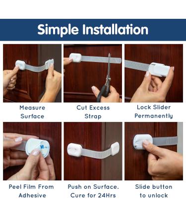 8 Pack Multifunctional Child Safety Locks for Closets Drawers Furniture Toilets Dishwashers Refrigerators & Ovens - Adjustable & Secure - Buy Online on SooperMarket.com