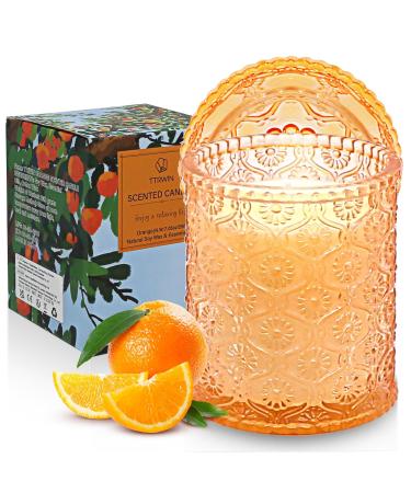 TTRWin fragrance candle in beautiful glass fragrance orange 200g candle made of natural soy wax 50 hours of burning time gift for women decoration for Christmas birthday Mother's Day