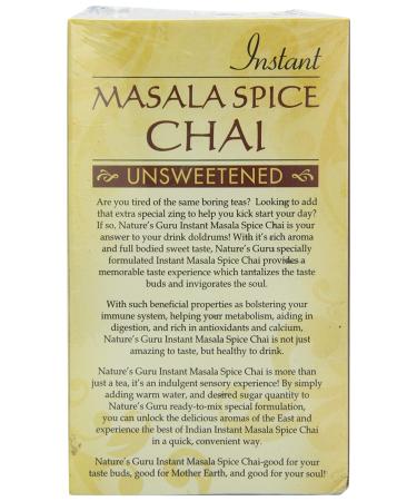 Nature's Guru Instant Masala Spice Chai Tea Drink Mix 10 Count Single Serve Packets - Unsweetened On-the-Go Drink, 5.64 oz (Pack of 1) - Buy Online on SooperMarket.com