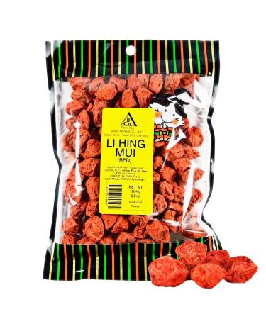 Asia Trans Seeded Red Li Hing Mui Crack Seed Plums  Hawaiian Favorite  Sweet Sour & Salty Dried Asian Plum Candy