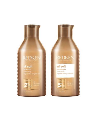 Redken All Soft Conditioner | For Dry/Brittle Hair | Moisturizes & Provides Intense Softness | With Argan Oil Shampoo & Conditioner, 10.1 Fl Oz
