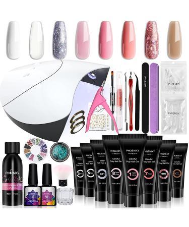 Phoenixy Poly Nail Gel Kit - 8 Colors Extension Set with 36W LED UV Lamp | Manicure Starter Kit for Women - Bahamas Sand Beach - Buy Online on SooperMarket.com